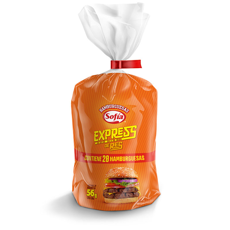 Hamburguesas de res express (20 x 56 grs) | Congelados Sofía al Paso